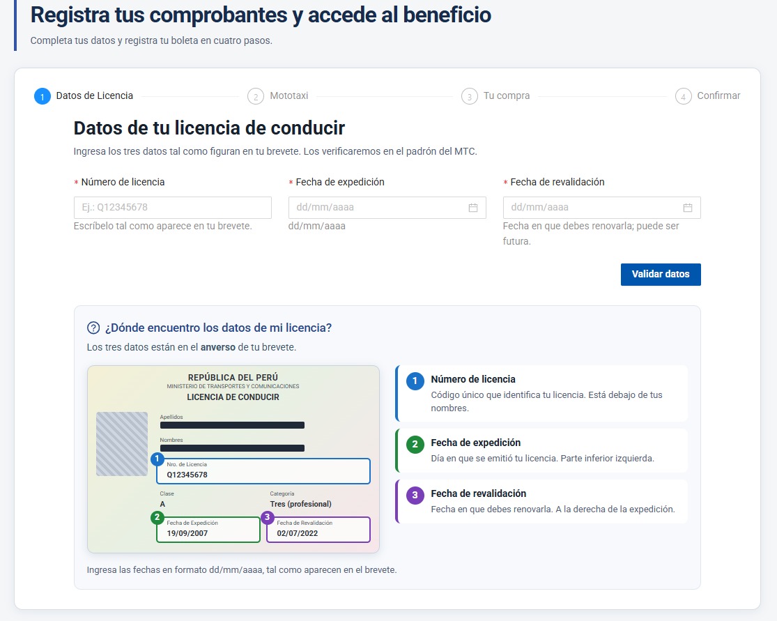 Datos de registro.