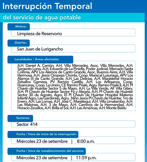 Corte de agua en SJL.