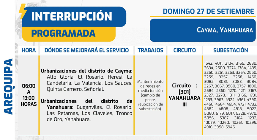Sin electricidad en Yanahuara, en Arequipa.
