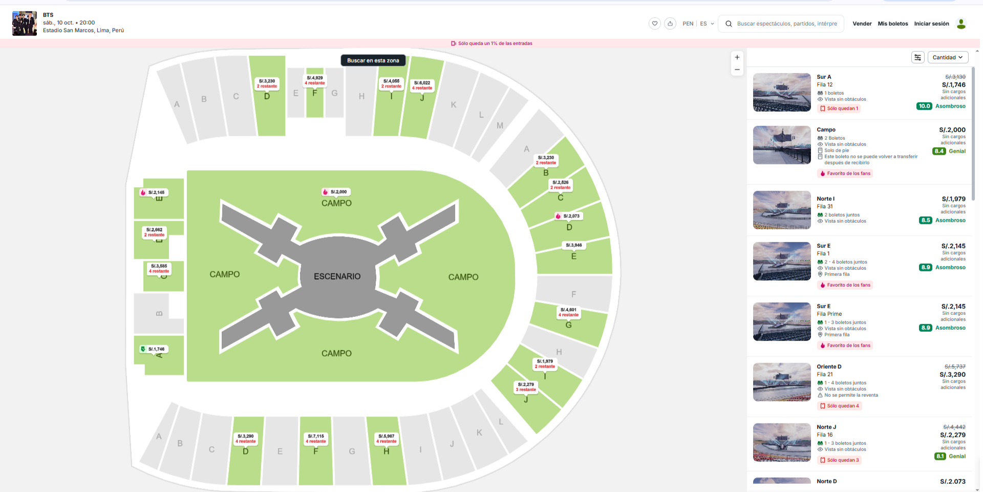Precios de entradas para la tercera fecha de BTS