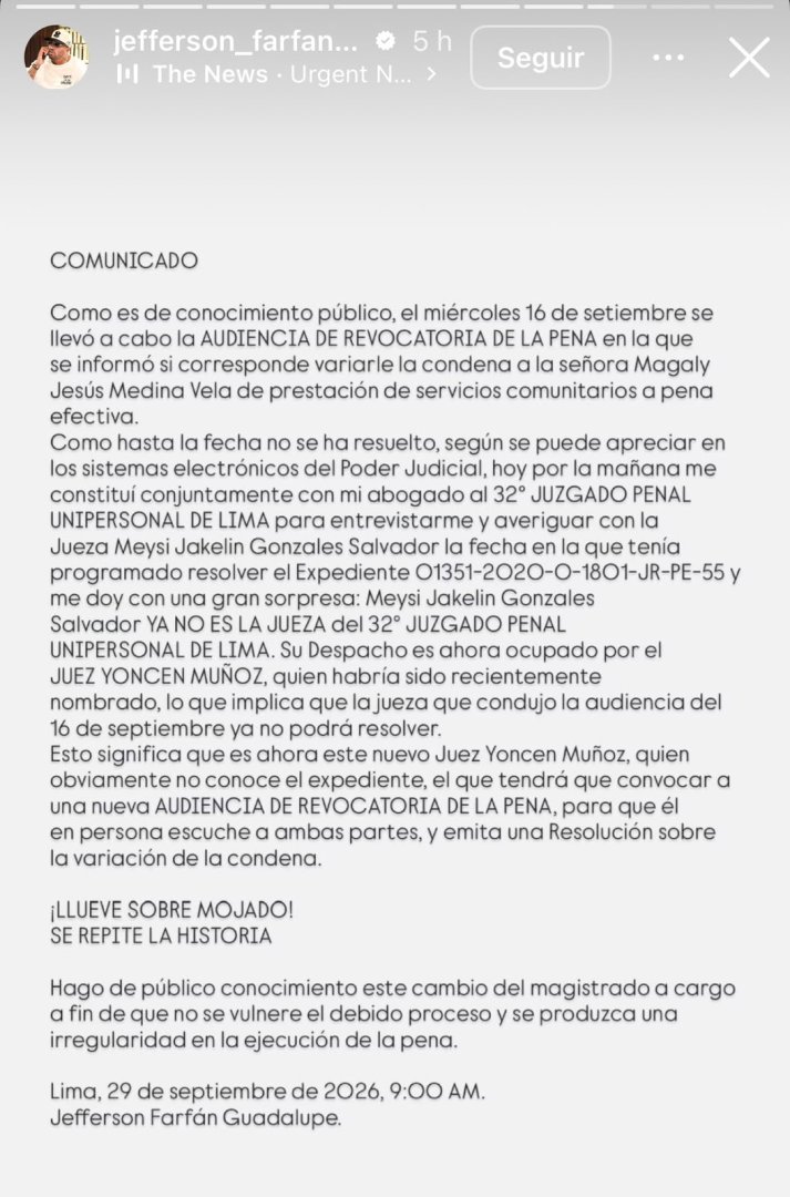 Comunicado en redes sociales