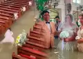 No fue impedimento: pareja en Filipinas se casa en una iglesia inundada por lluvias torrenciales
