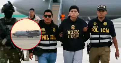 El l�der de "Los Pulpos" aterriz� escoltado en el Callao.