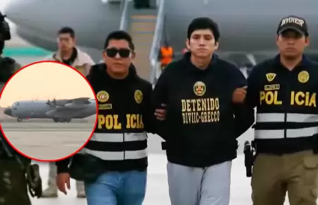 El l�der de "Los Pulpos" aterriz� escoltado en el Callao.