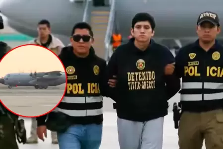 El l�der de "Los Pulpos" aterriz� escoltado en el Callao.