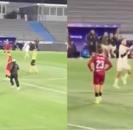 Aficionado agredi� a uno de los jugadores, detonando el disturbio.
