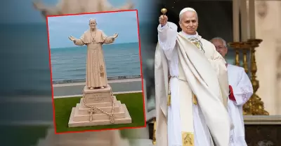 El primer puerto tendr�a el monumento m�s grande del pont�fice.