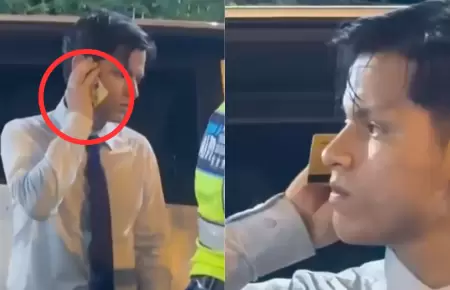 Joven borracho hace llamada con su tarjeta de d�bito