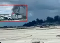 Avi�n de carga se incendia tras salirse de pista en el aeropuerto de Miami
