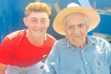 El deportista se despidi� de su abuelo.