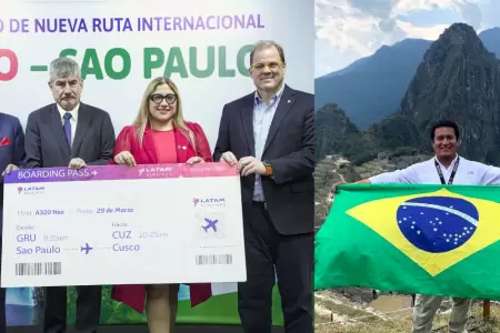 La regi�n Cusco tendr� vuelo directo hacia Sao Paulo desde marzo de 2027