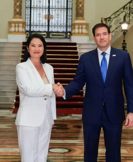 Presidenta Keiko Fujimori recibe a Marco Rubio en Palacio.