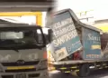 Accidente en Pueblo Libre: dos furgonetas se quedan atrapadas al mismo tiempo bajo puente de Av. La Marina