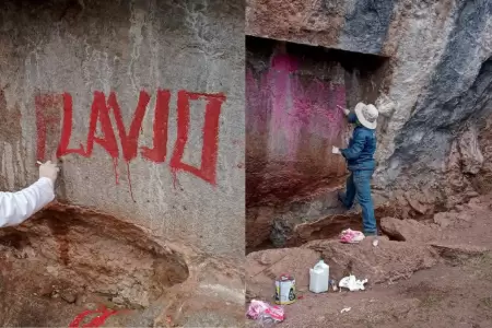 Denuncian pintas en roca sagrada inca del parque Sacsayhuam�n