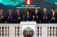 Presidenta Keiko Fujimori realiza tradicional toque de campana de cierre en la Bolsa de Valores de Nueva York