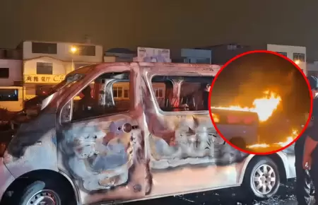 Extorsionadores calcinan a colectivero dentro de combi en Los Olivos