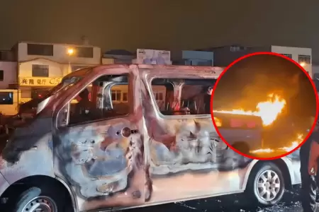Extorsionadores calcinan a colectivero dentro de combi en Los Olivos