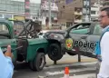 Accidente vehicular en v�a del Metropolitano en Independencia: patrullero de la PNP termina empotrado en poste