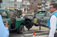 Accidente vehicular en vía del Metropolitano en Independencia: patrullero de la PNP termina empotrado en poste