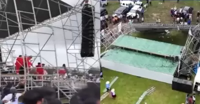 Fuertes vientos hicieron que estructura ceda.