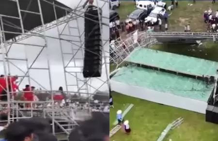 Fuertes vientos hicieron que estructura ceda.