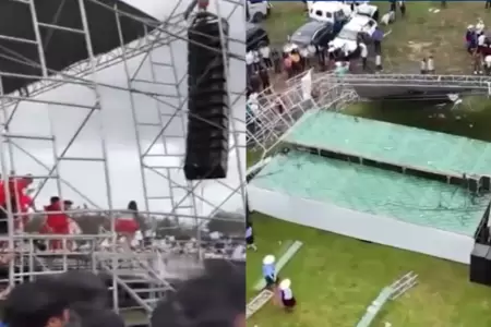 Fuertes vientos hicieron que estructura ceda.