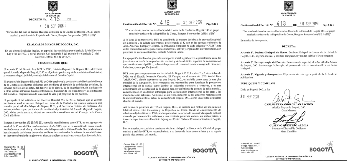 BTS ya en Bogot� y los declaran "Hu�sped de honor".