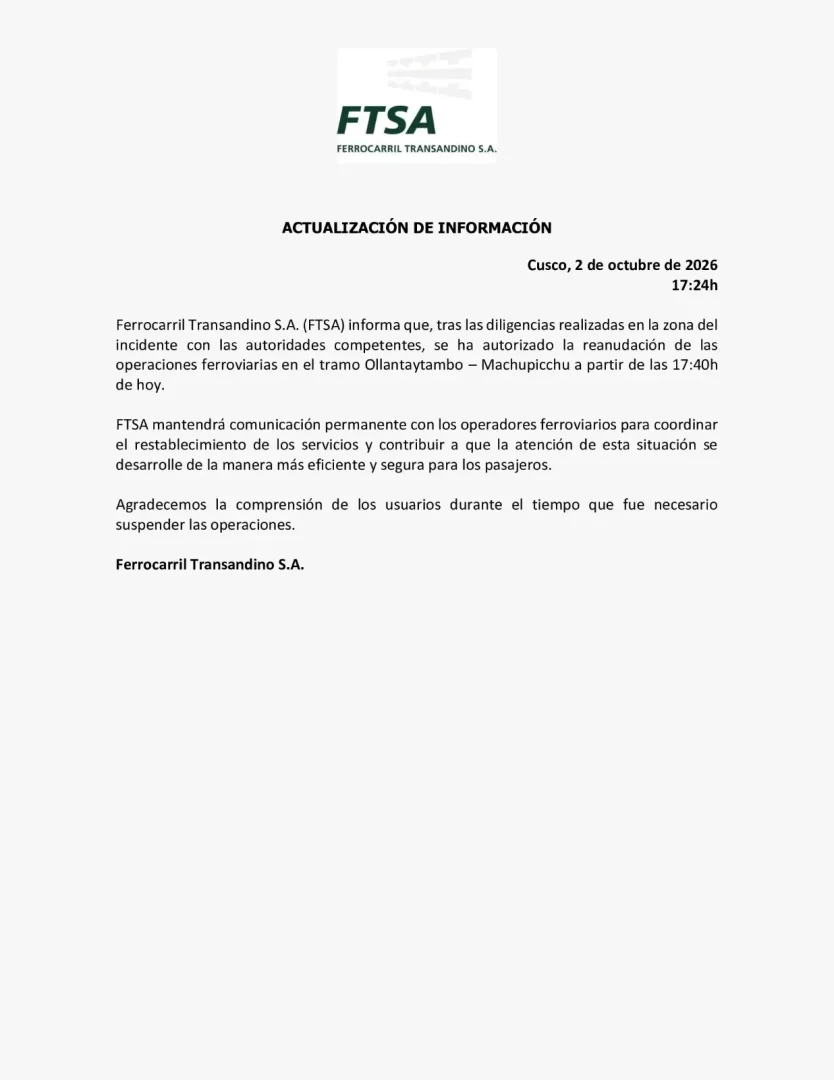 Comunicado de la empresa