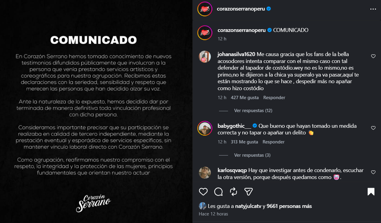 Corazón Serrano separa a coreógrafo tras acusaciones en su contra