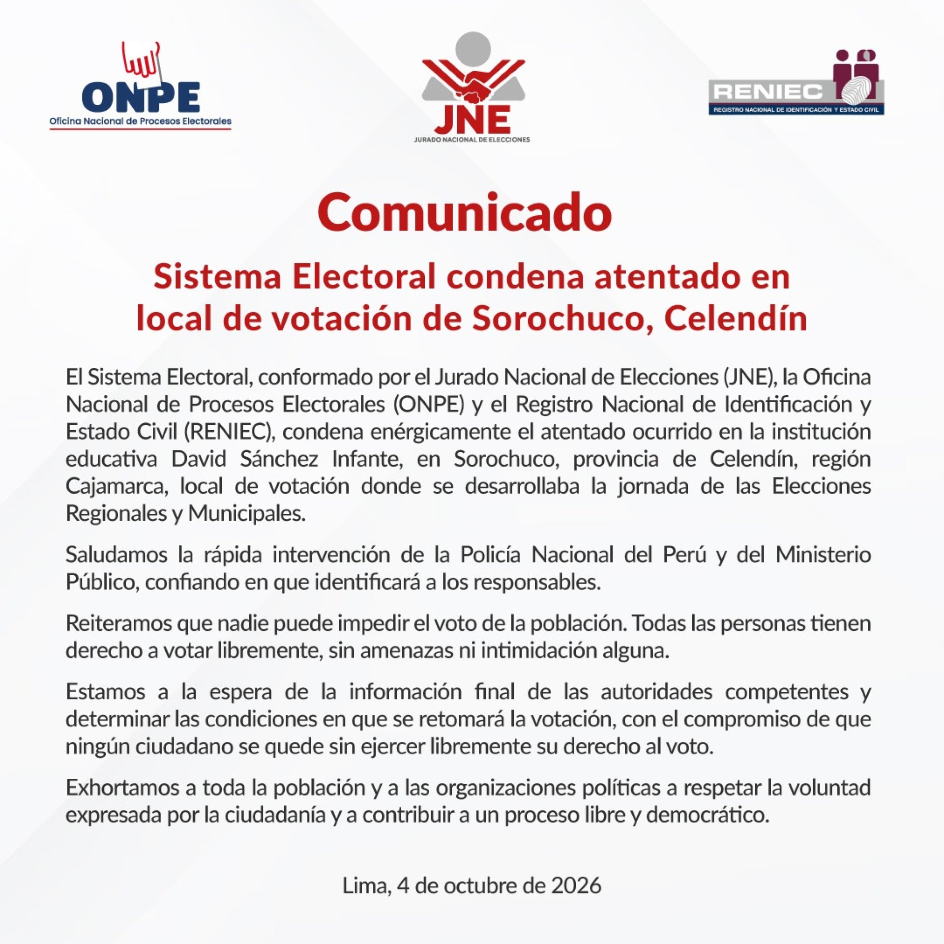 La entidad emitió su postura por medio de un comunicado oficial.