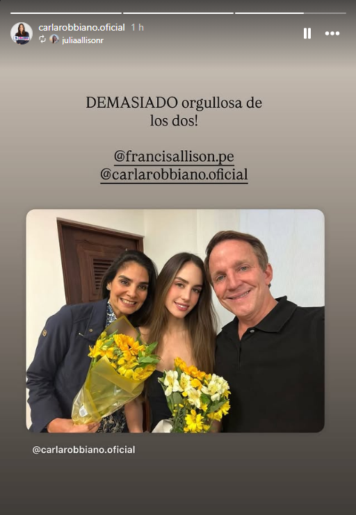 Storie de instagram de Julia Alisson, reposteada por Carla Robbiano (Captura)