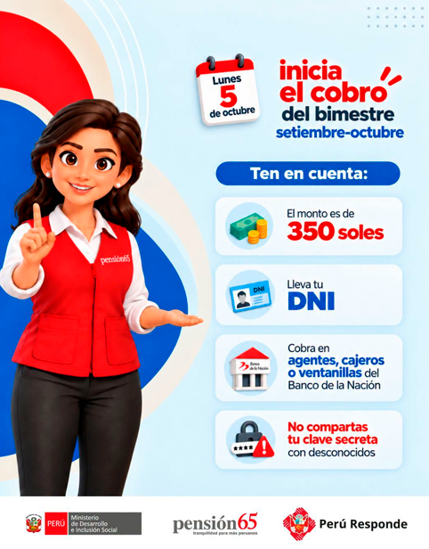 Datos clave para cobrar los S/ 350 de Pensi�n 65.