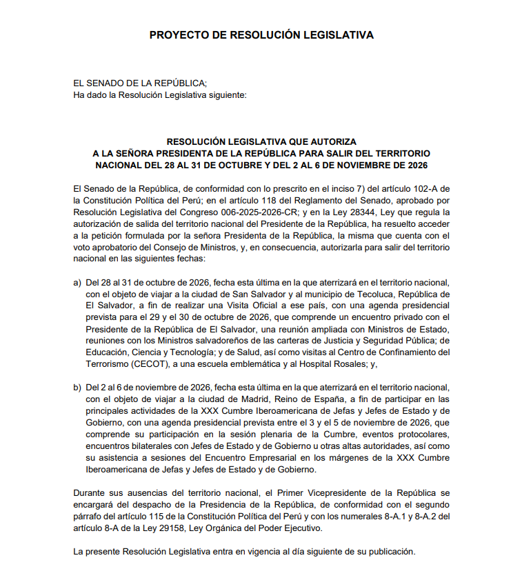 Proposici�n de resoluci�n legislativa.