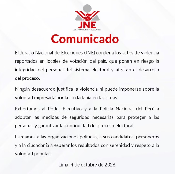 Comunicado del JNE