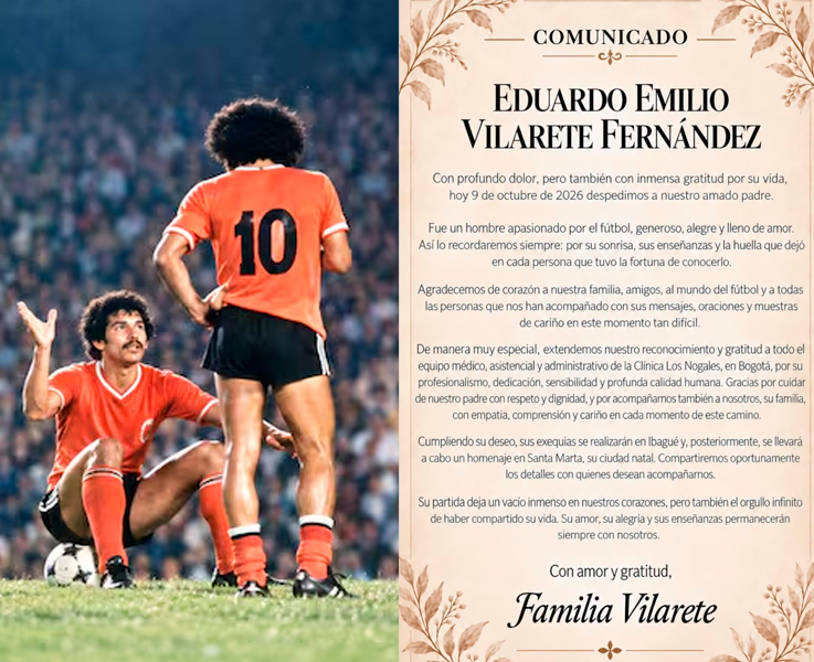 Muri� el futbolista Eduardo Emilio Vilarete: luto en Colombia.