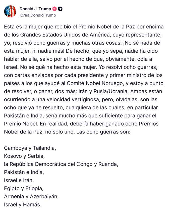 Publicaci�n de Donald Trump en Truth Social
