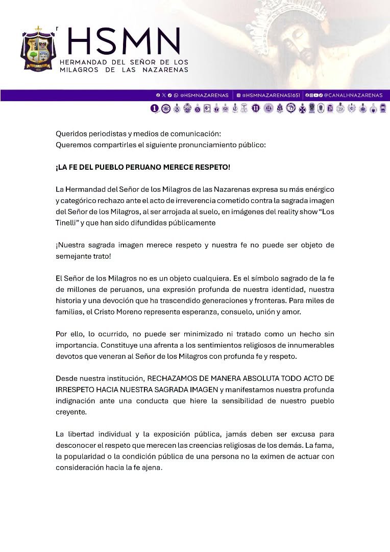 Comunicado de la HSMN