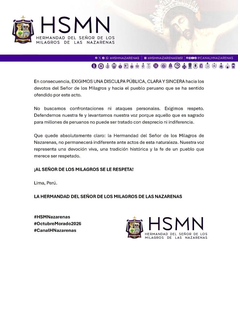 Segunda parte del comunicado de la HSMN