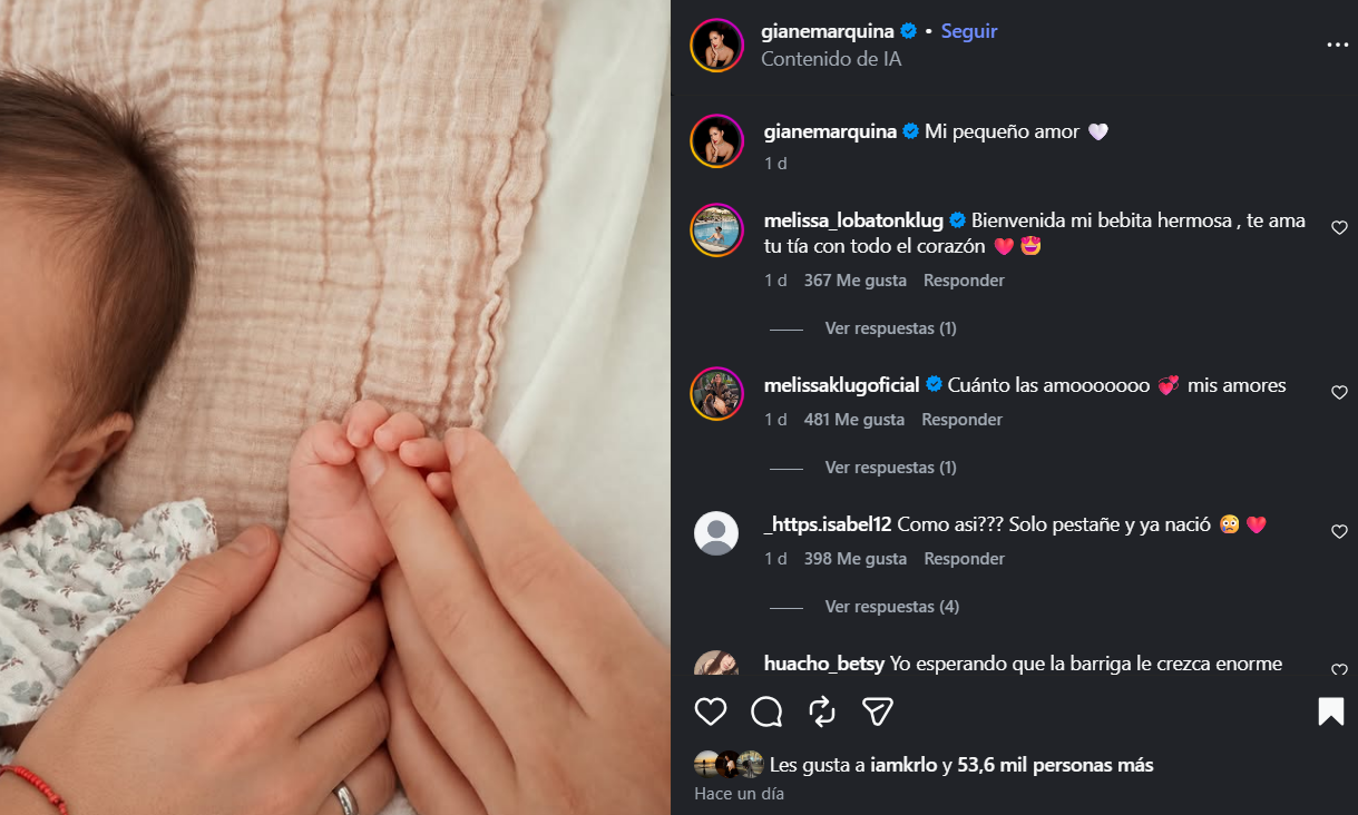 Gianella Marquina se convierte en madre
