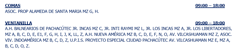 Áreas afectadas por corte de luz el 14 de octubre.