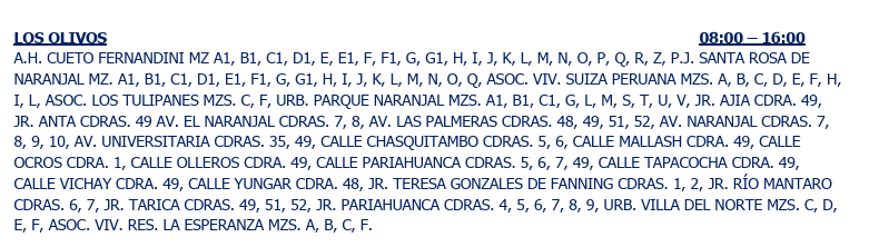 Programación de corte de luz.