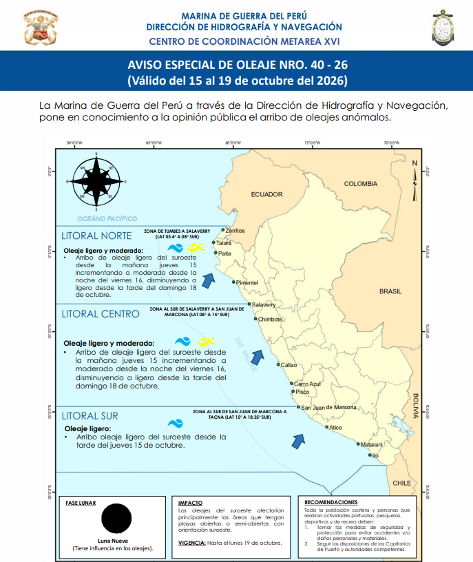 Aviso Especial de Oleaje N.º 40-26.