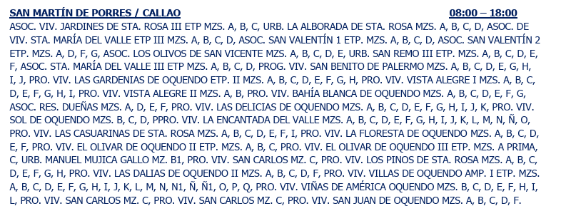 Programación de corte de luz el 16 de octubre.
