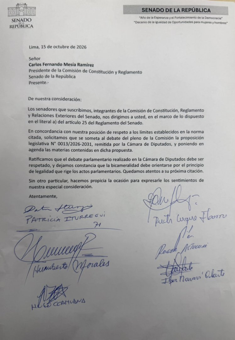 Oficio de bancadas de oposici�n.