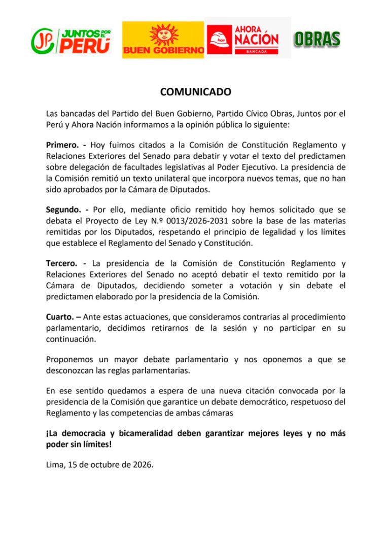Bancadas piden "garant�as democr�ticas" durante debate.