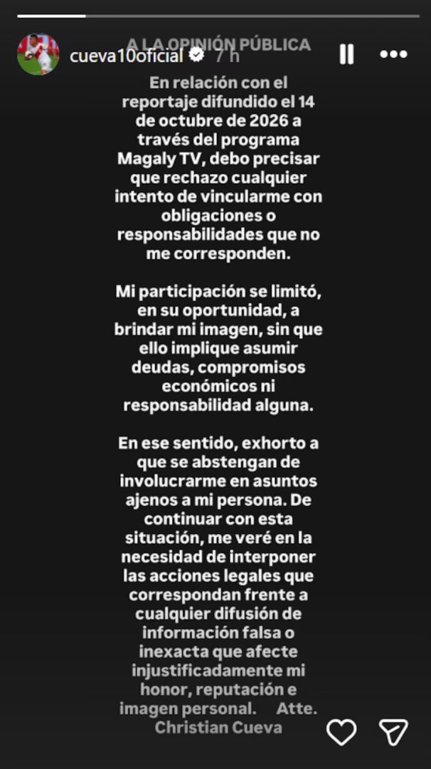 Comunicado de Christian Cueva