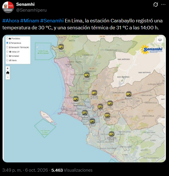 Reporte similar se registr� a inicios de octubre.