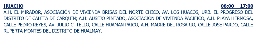 Áreas sin luz en Huacho.