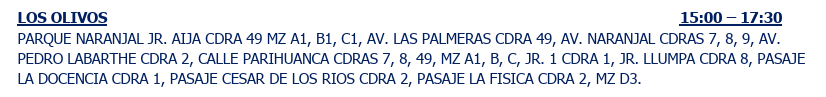 Áreas afectadas por interrupción del servicio eléctrico.