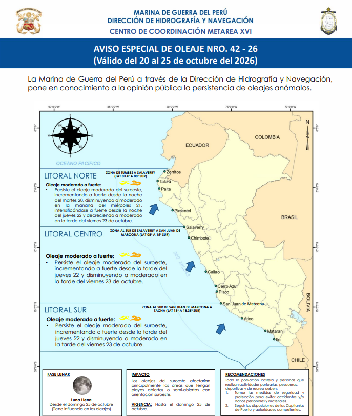 Aviso Especial de Oleaje N.º 42-26.